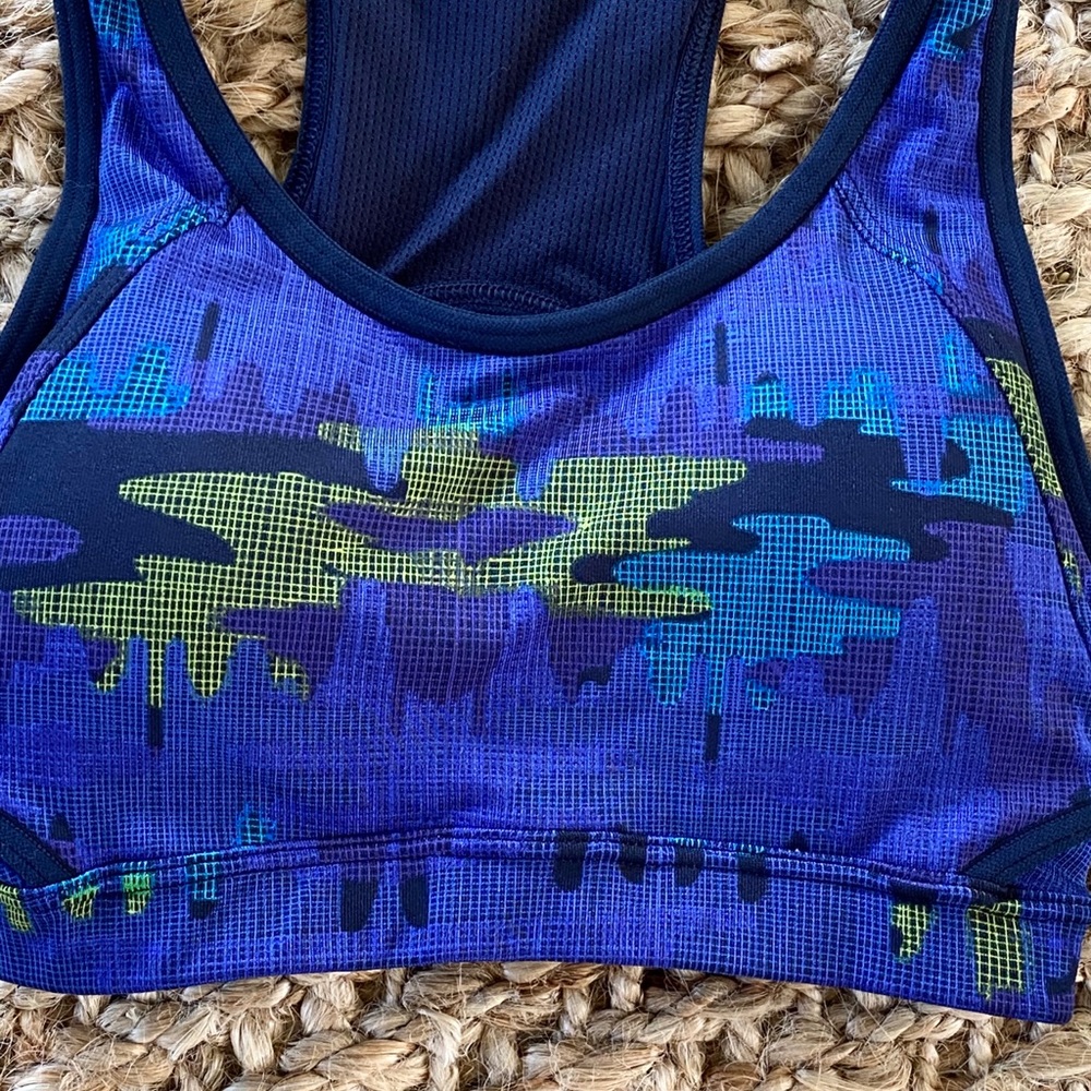 New Athleta XXS Sports Bra | Double Dare Camo Navy - Picture 3 of 7
